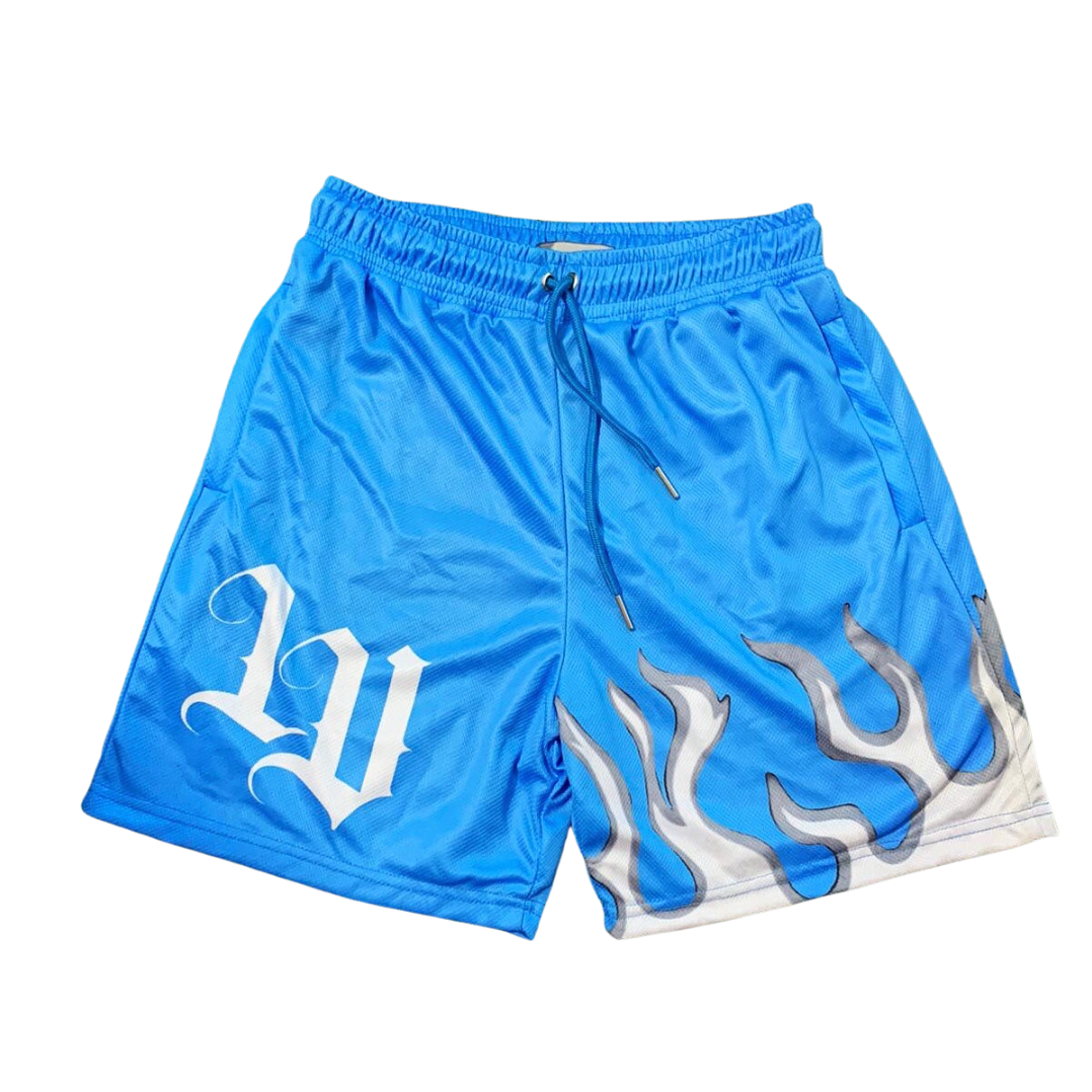 Blue online flame shorts