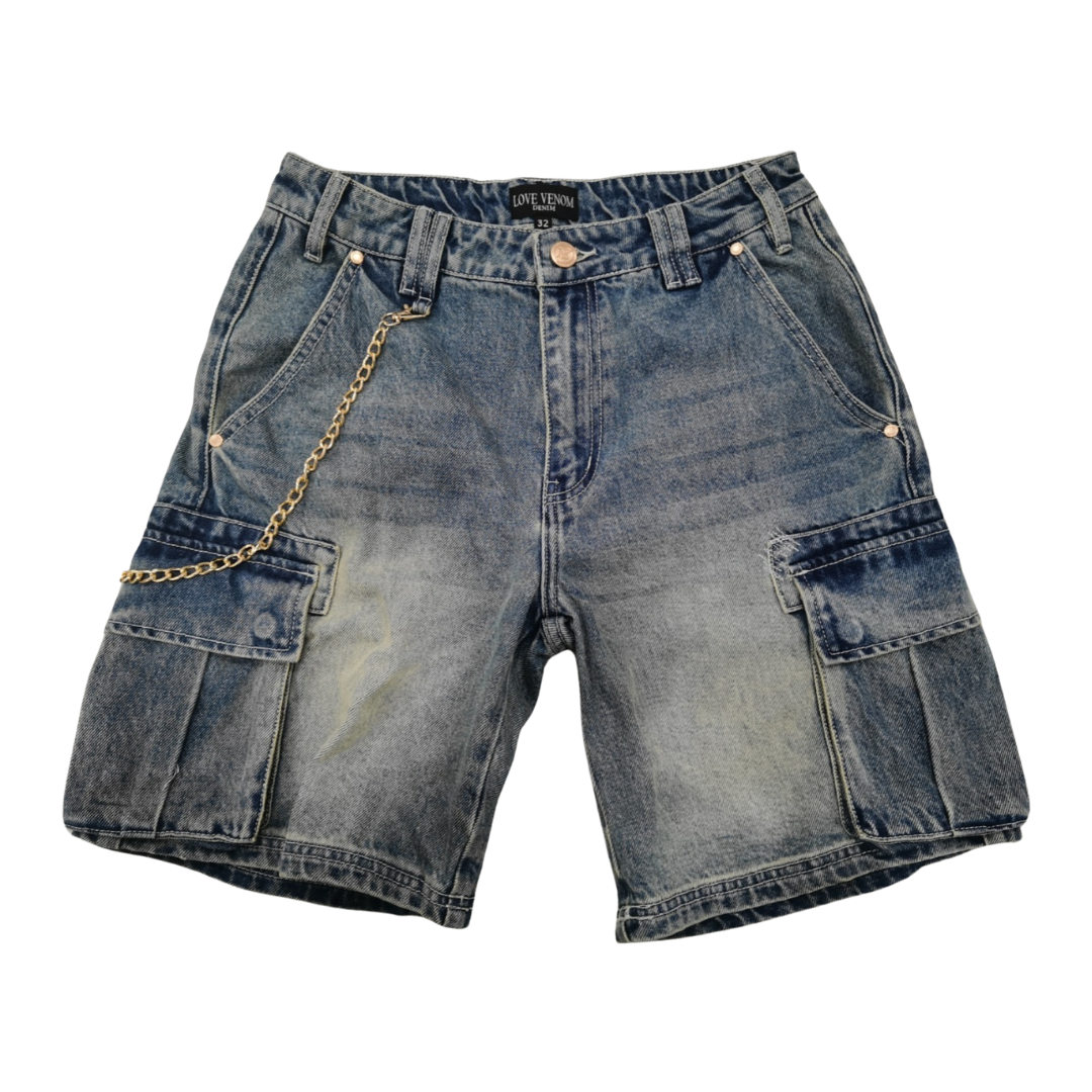 Blue Denim Cargo Shorts