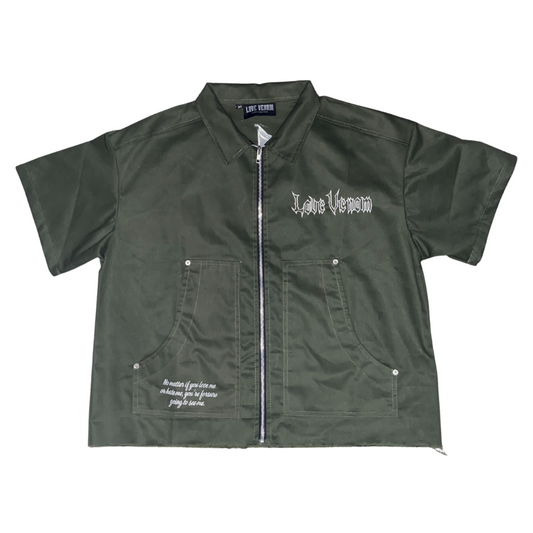 “More Venom Than Love” Work Shirt (Olive Green)