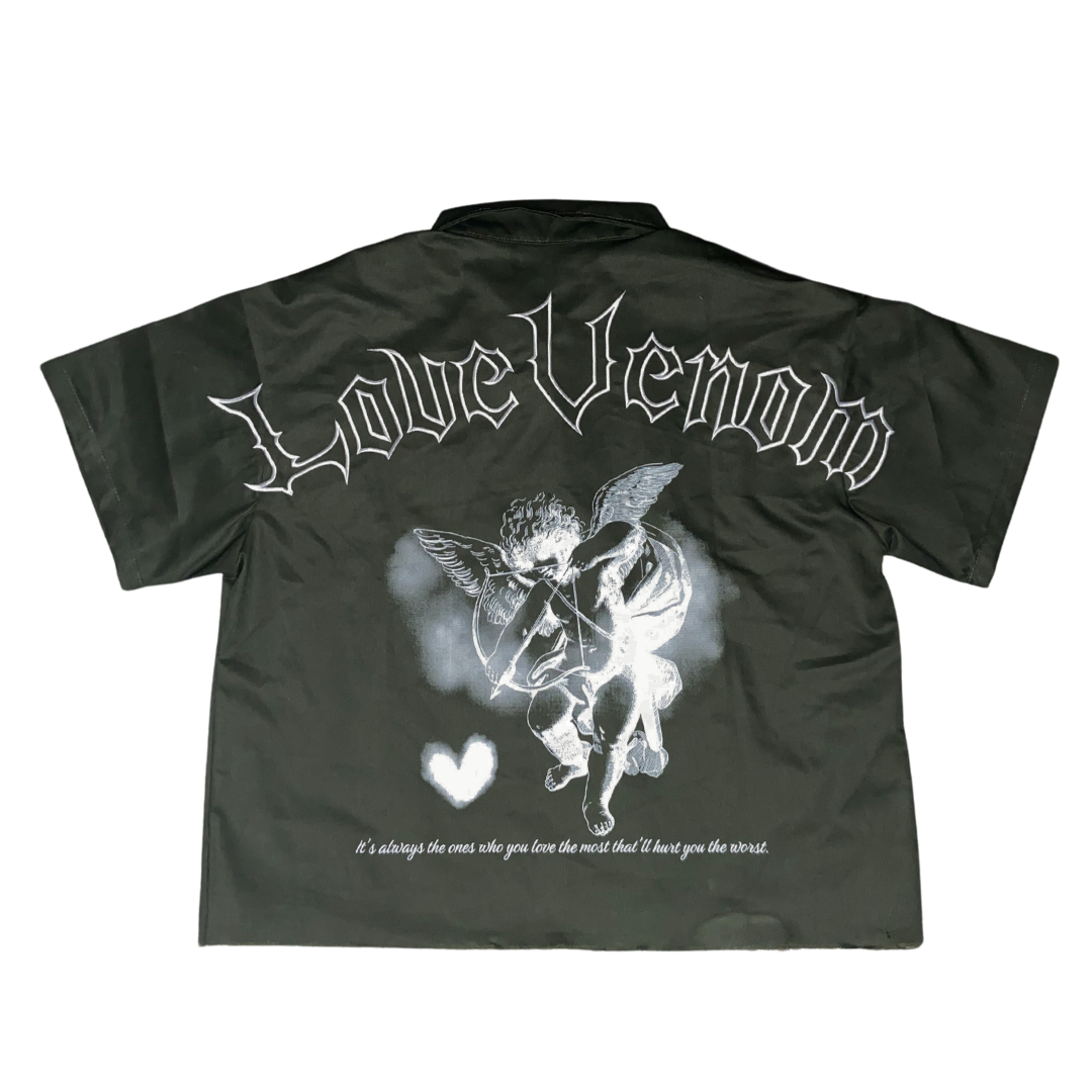 “More Venom Than Love” Work Shirt (Olive Green)