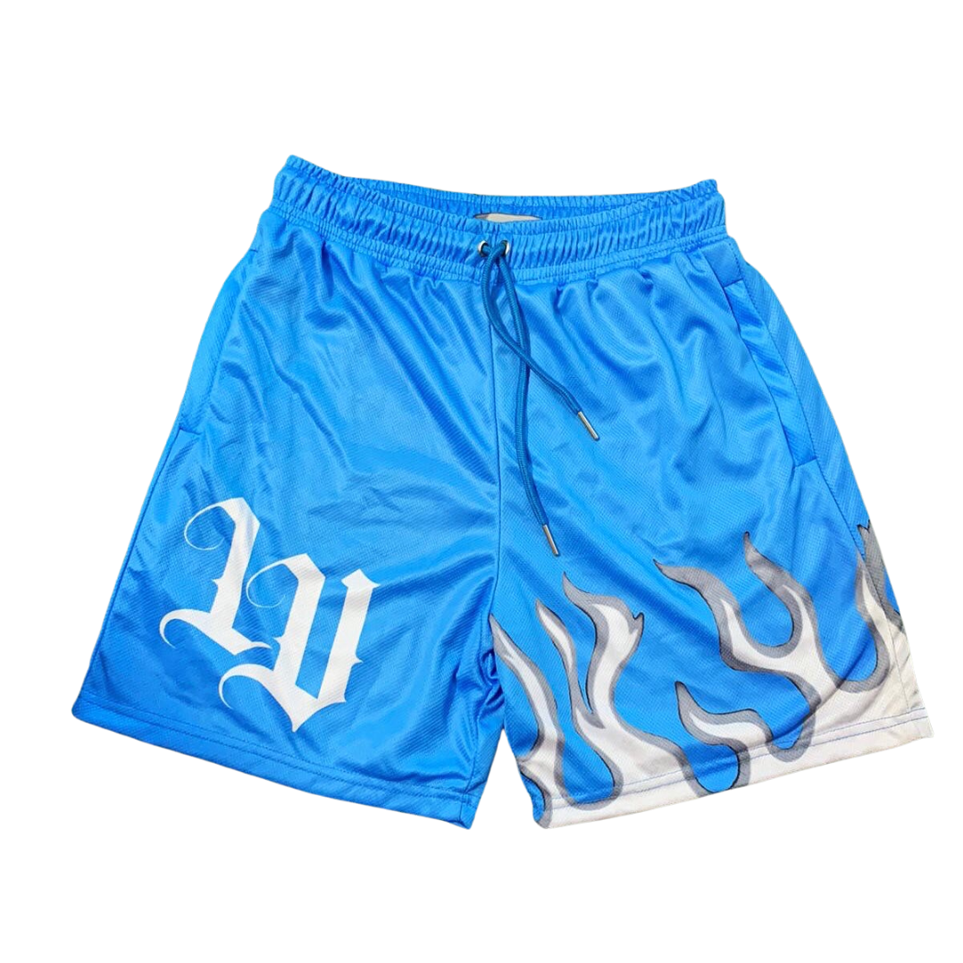 Blue Flame Mesh Shorts