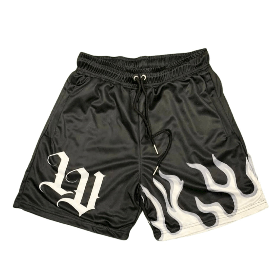 Black Flame Mesh Shorts