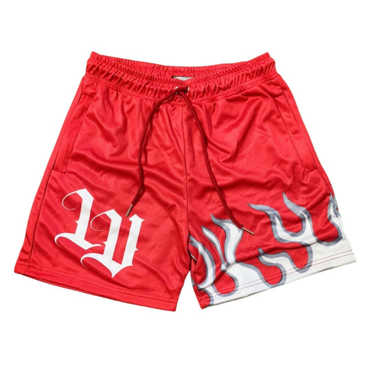Red Flame Mesh Shorts